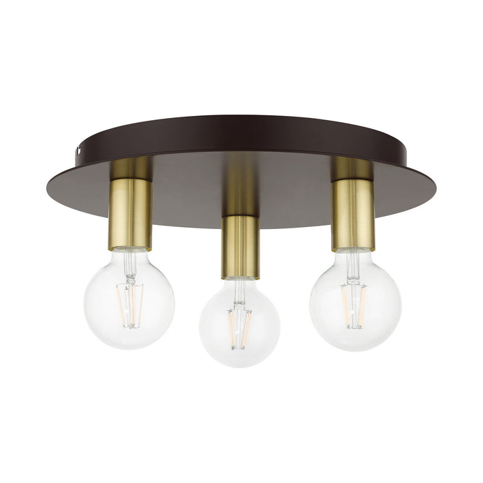 Three Light Flush Mount from the Hillview collection in Bronze finish
