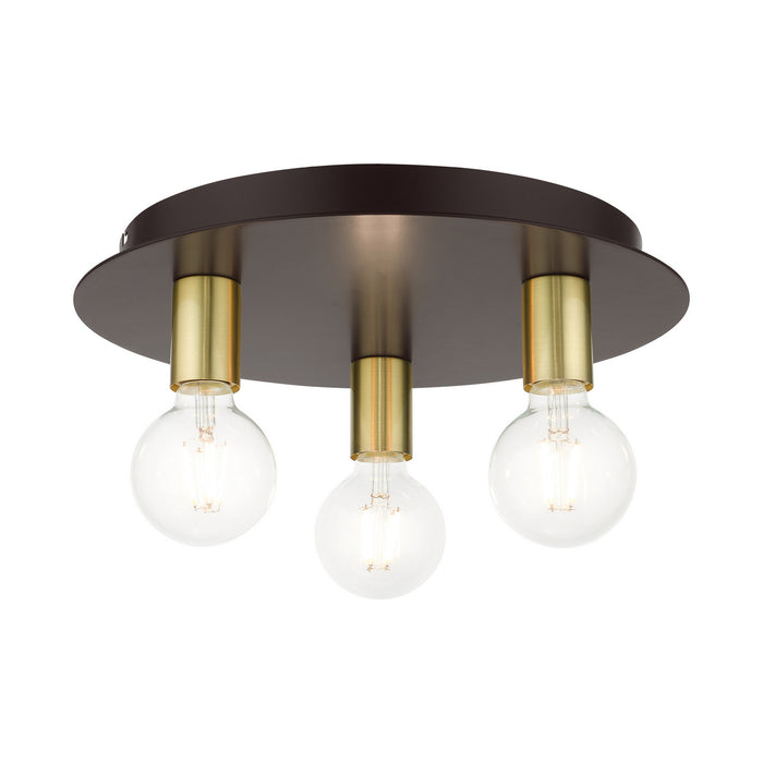 Three Light Flush Mount from the Hillview collection in Bronze finish
