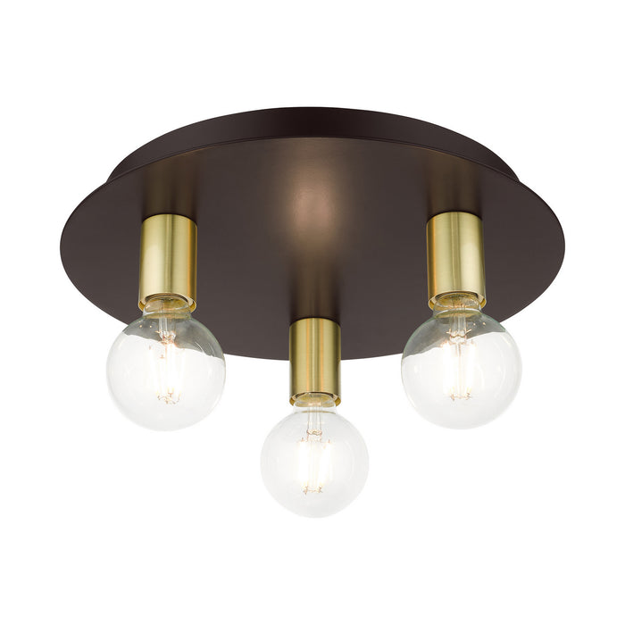 Three Light Flush Mount from the Hillview collection in Bronze finish
