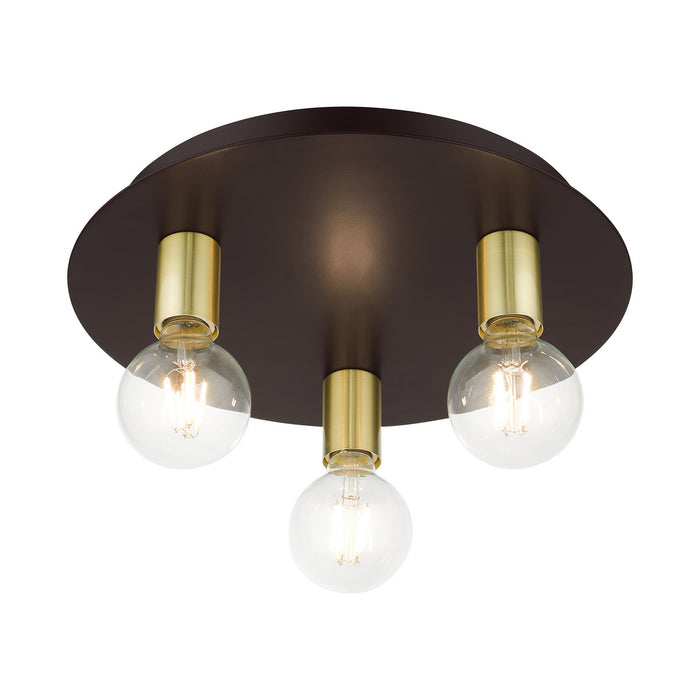 Three Light Flush Mount from the Hillview collection in Bronze finish