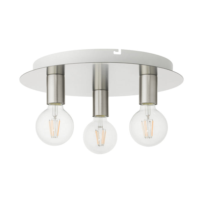 Three Light Flush Mount from the Hillview collection in Brushed Nickel finish