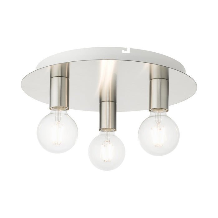 Three Light Flush Mount from the Hillview collection in Brushed Nickel finish