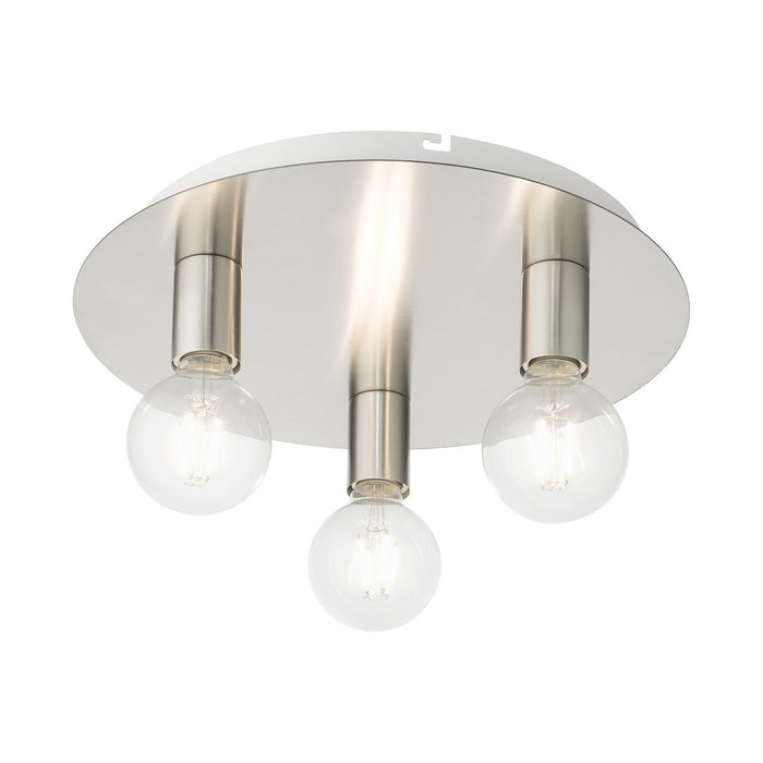 Three Light Flush Mount from the Hillview collection in Brushed Nickel finish