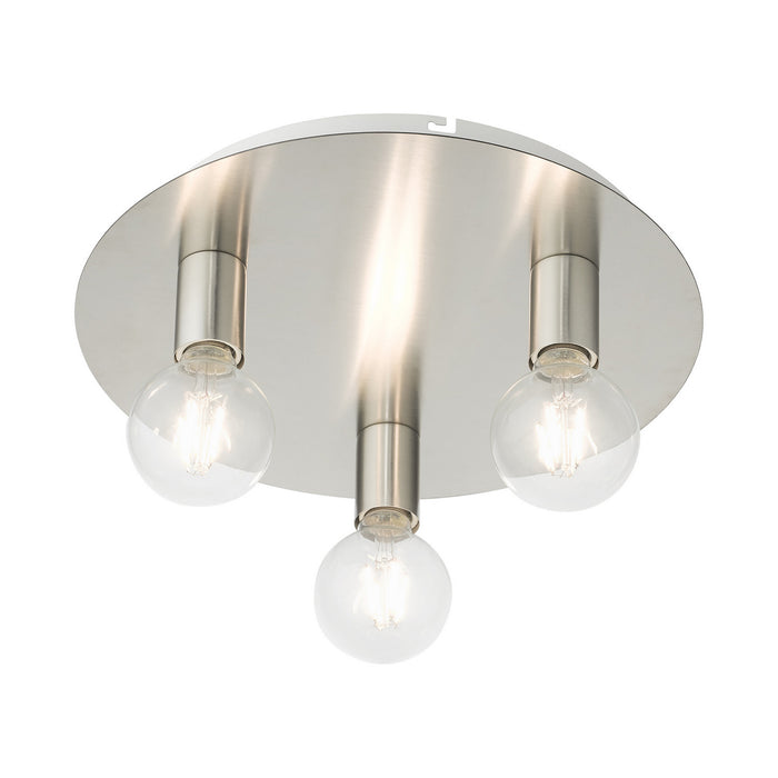 Three Light Flush Mount from the Hillview collection in Brushed Nickel finish