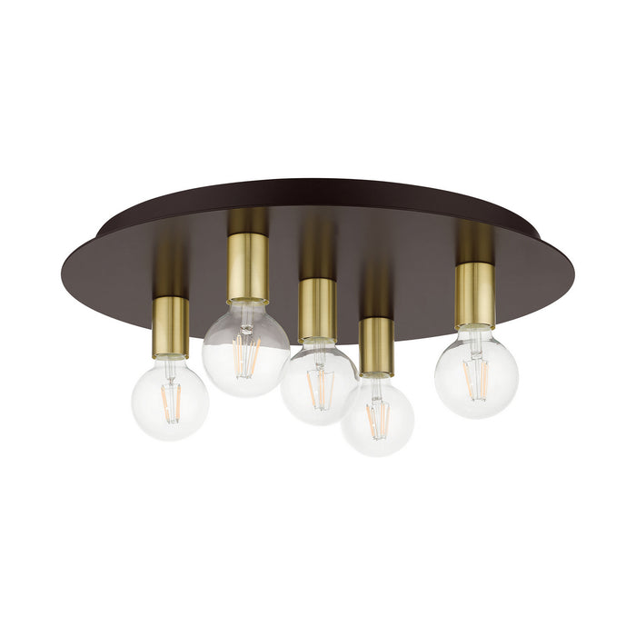 Five Light Flush Mount from the Hillview collection in Bronze finish