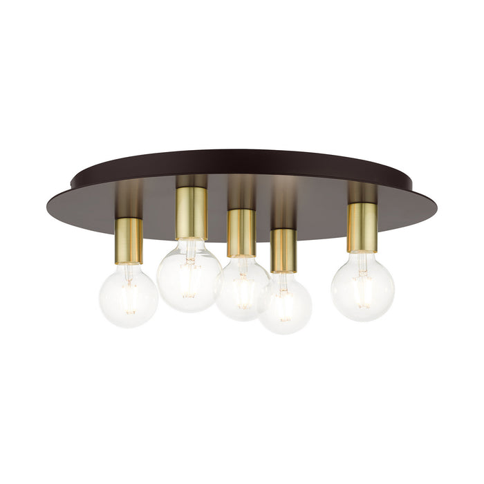Five Light Flush Mount from the Hillview collection in Bronze finish