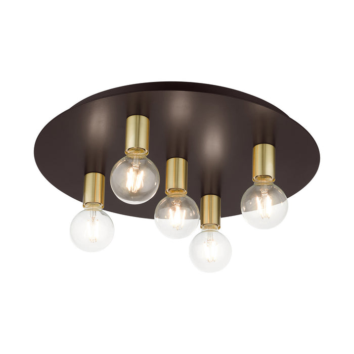 Five Light Flush Mount from the Hillview collection in Bronze finish
