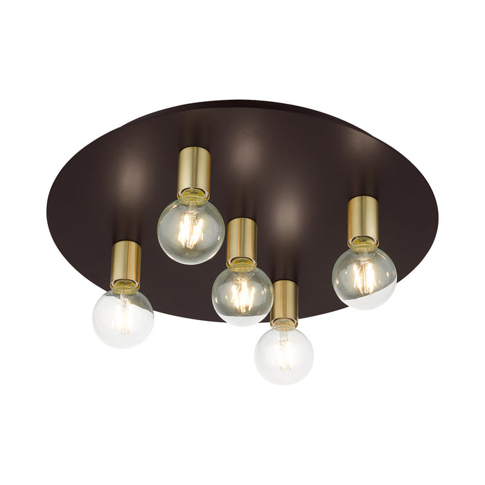 Five Light Flush Mount from the Hillview collection in Bronze finish