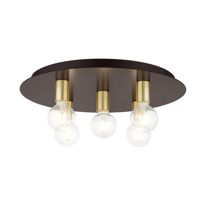 Five Light Flush Mount from the Hillview collection in Bronze finish