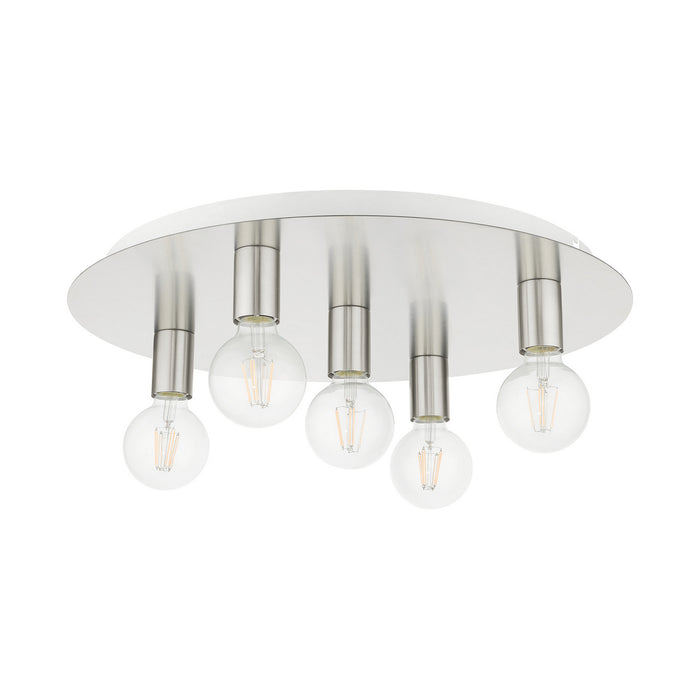 Five Light Flush Mount from the Hillview collection in Brushed Nickel finish