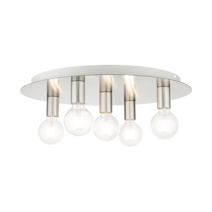 Five Light Flush Mount from the Hillview collection in Brushed Nickel finish