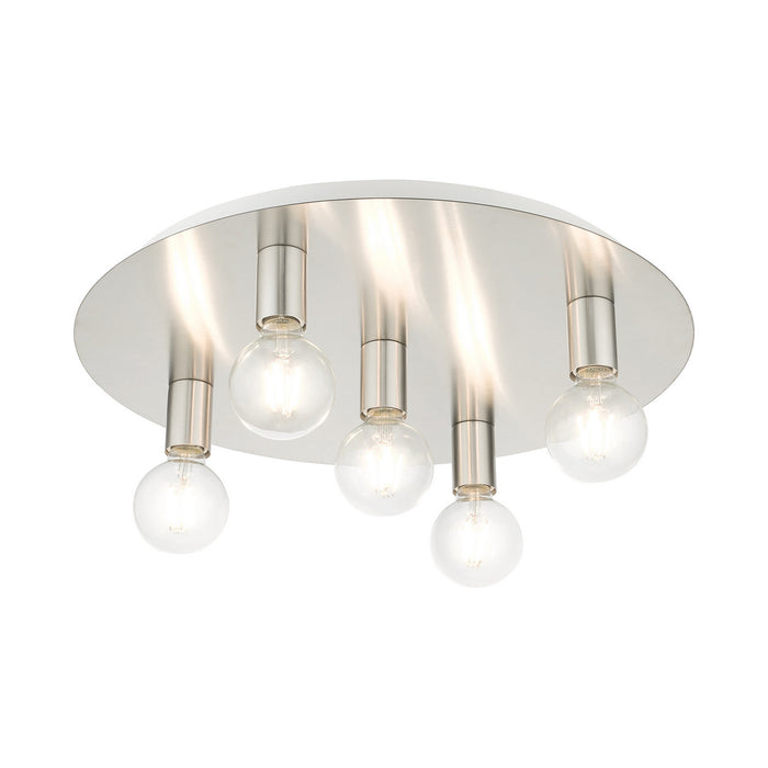 Five Light Flush Mount from the Hillview collection in Brushed Nickel finish