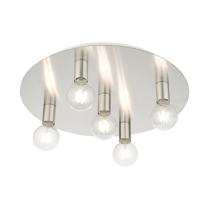 Five Light Flush Mount from the Hillview collection in Brushed Nickel finish