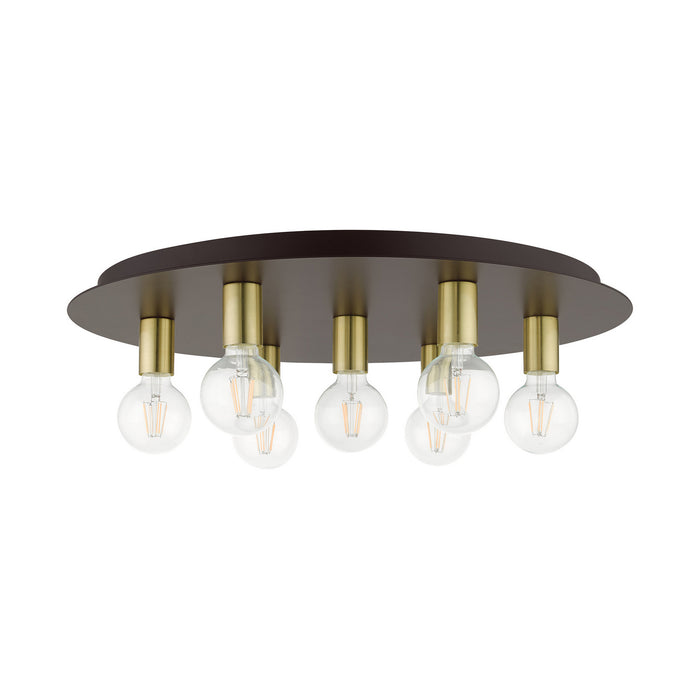 Seven Light Flush Mount from the Hillview collection in Bronze finish