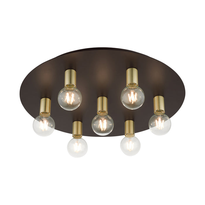 Seven Light Flush Mount from the Hillview collection in Bronze finish