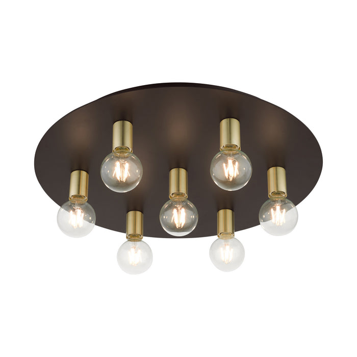 Seven Light Flush Mount from the Hillview collection in Bronze finish