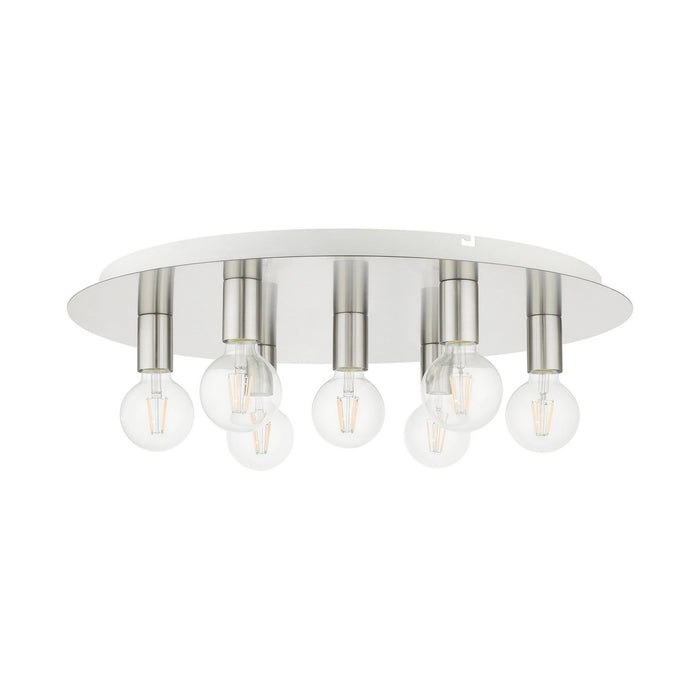 Seven Light Flush Mount from the Hillview collection in Brushed Nickel finish