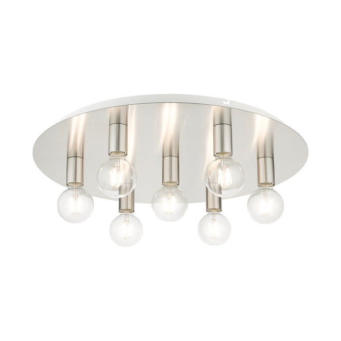 Seven Light Flush Mount from the Hillview collection in Brushed Nickel finish