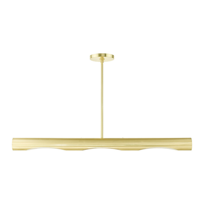 Three Light Linear Chandelier from the Novato collection in Satin Brass finish