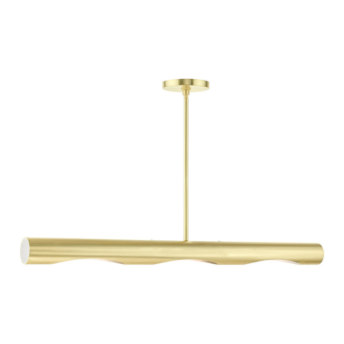 Three Light Linear Chandelier from the Novato collection in Satin Brass finish