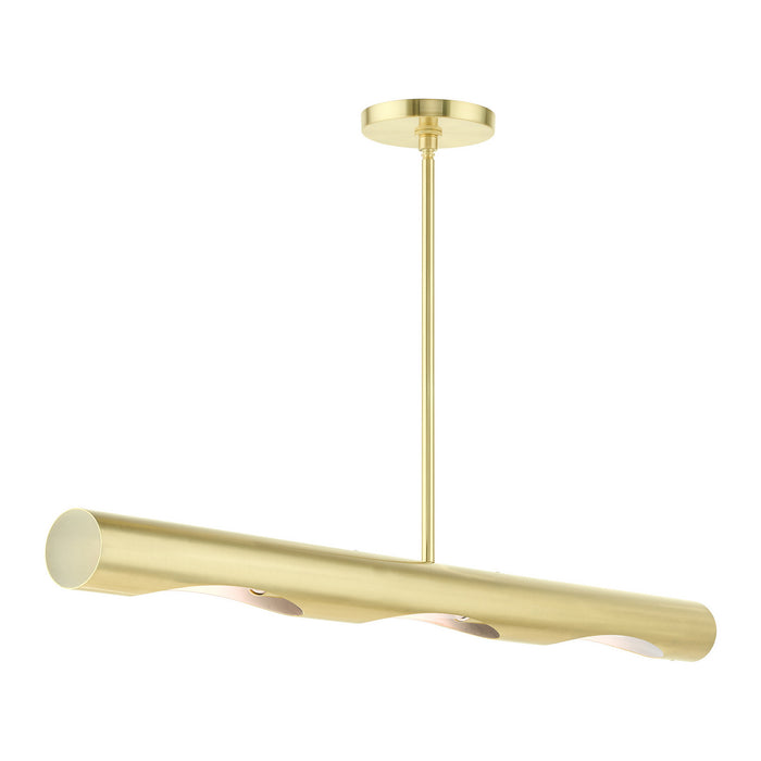Three Light Linear Chandelier from the Novato collection in Satin Brass finish
