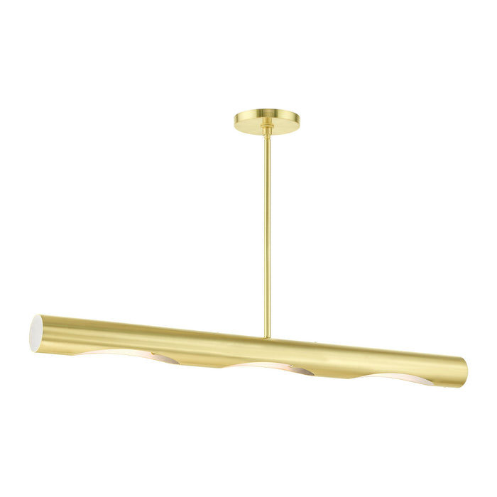 Three Light Linear Chandelier from the Novato collection in Satin Brass finish