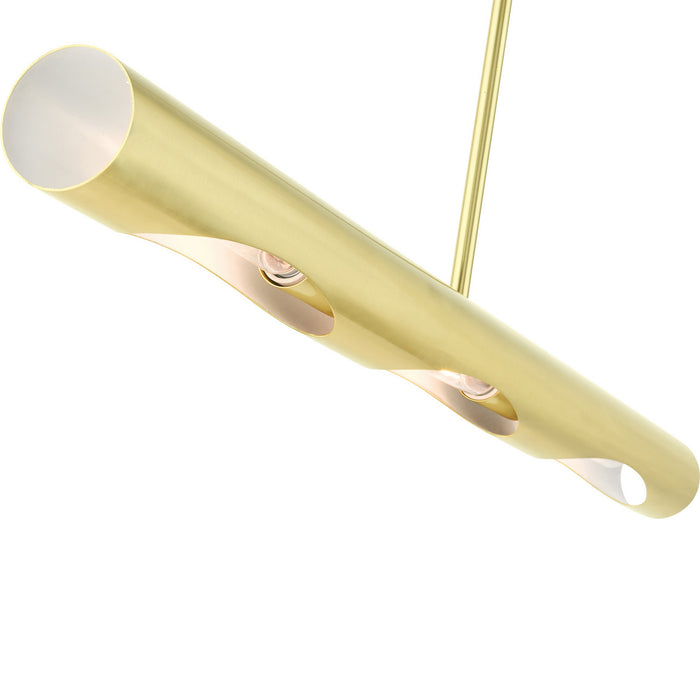 Three Light Linear Chandelier from the Novato collection in Satin Brass finish
