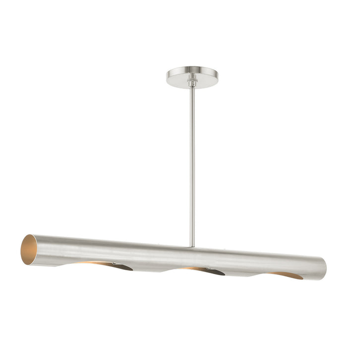 Three Light Linear Chandelier from the Novato collection in Brushed Nickel finish