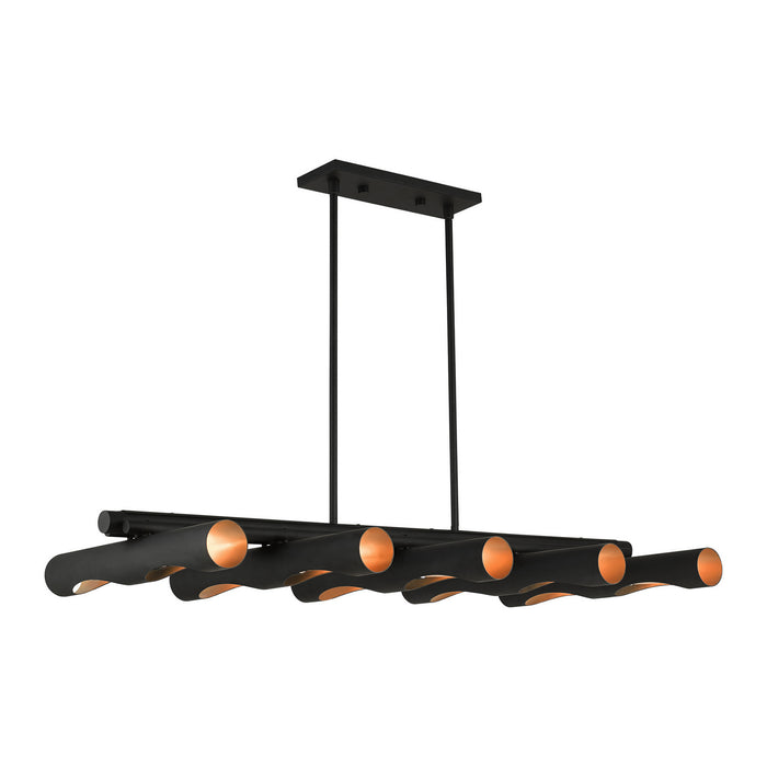 Ten Light Linear Chandelier from the Novato collection in Black finish