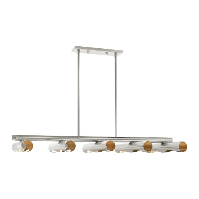 Ten Light Linear Chandelier from the Novato collection in Brushed Nickel finish