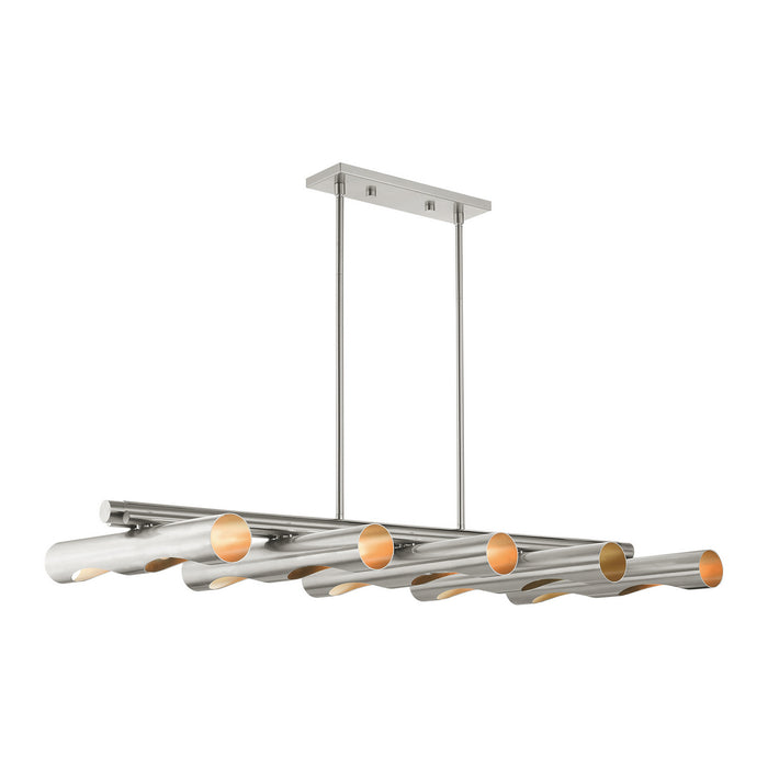 Ten Light Linear Chandelier from the Novato collection in Brushed Nickel finish