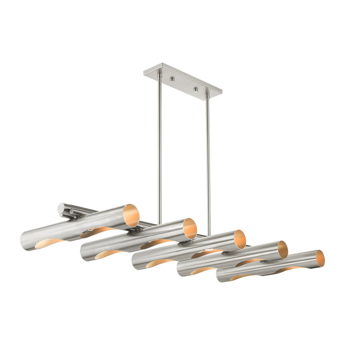 Ten Light Linear Chandelier from the Novato collection in Brushed Nickel finish