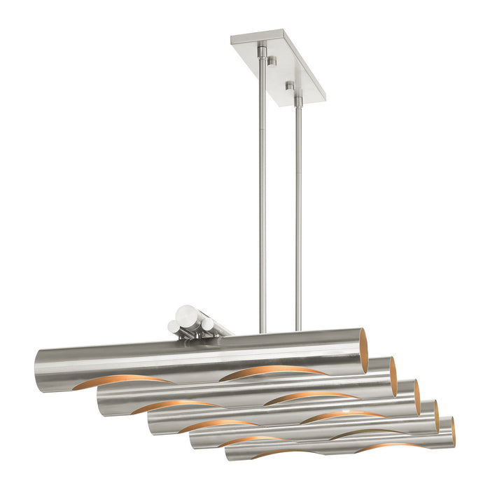 Ten Light Linear Chandelier from the Novato collection in Brushed Nickel finish