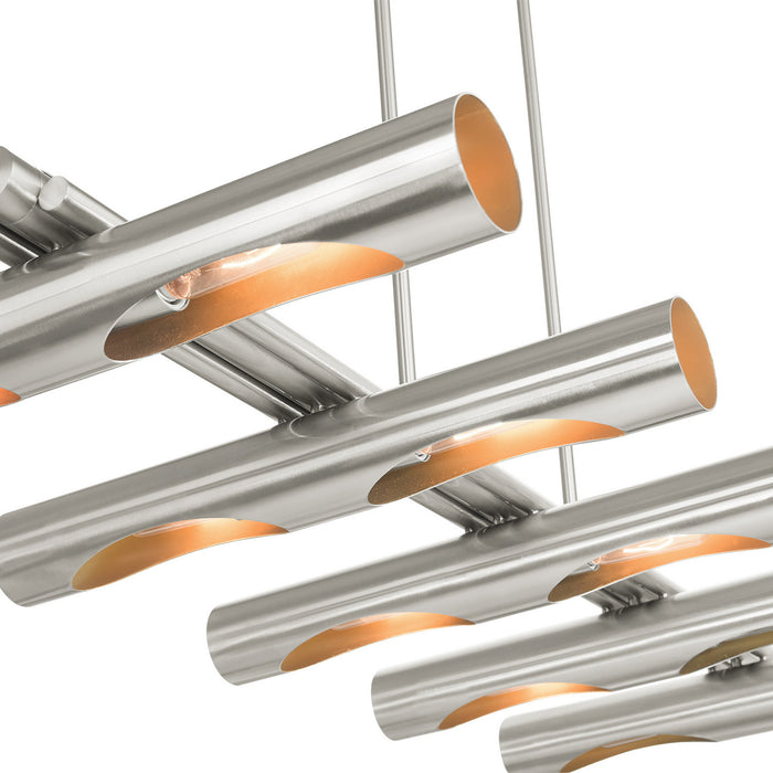 Ten Light Linear Chandelier from the Novato collection in Brushed Nickel finish