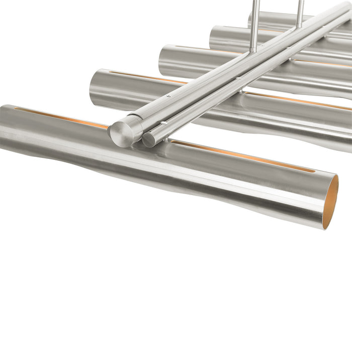 Ten Light Linear Chandelier from the Novato collection in Brushed Nickel finish