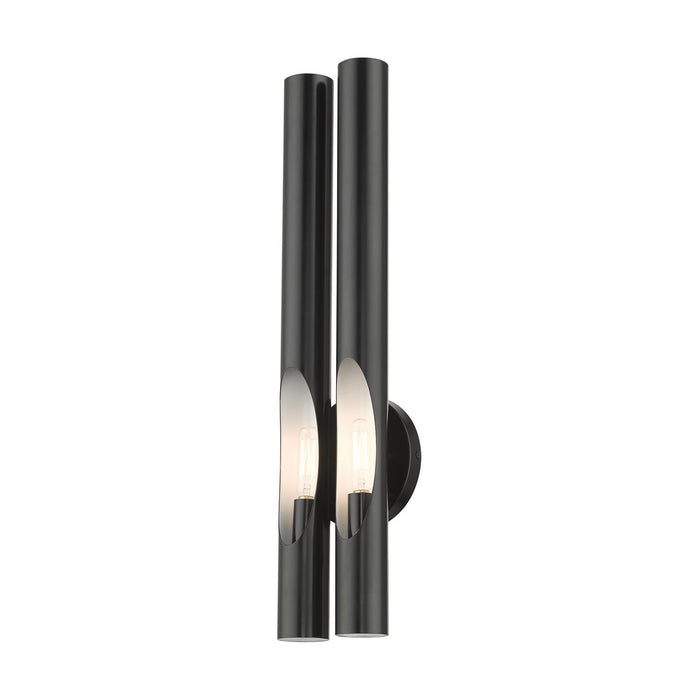 Two Light Wall Sconce from the Acra collection in Shiny Black finish