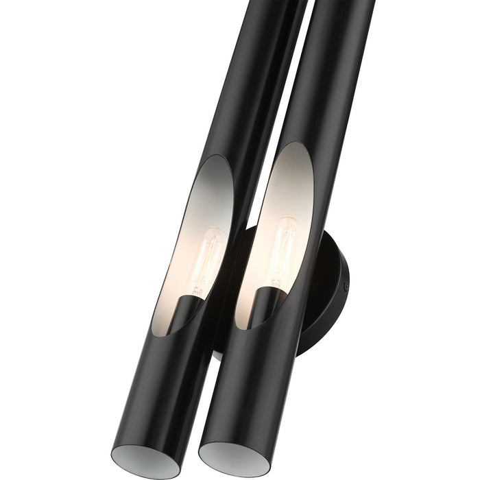 Two Light Wall Sconce from the Acra collection in Shiny Black finish
