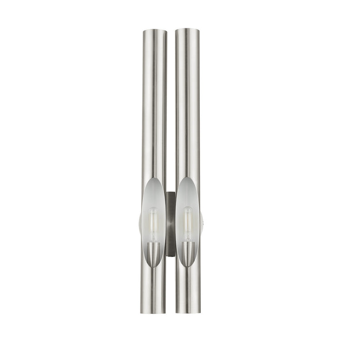 Two Light Wall Sconce from the Acra collection in Brushed Nickel finish