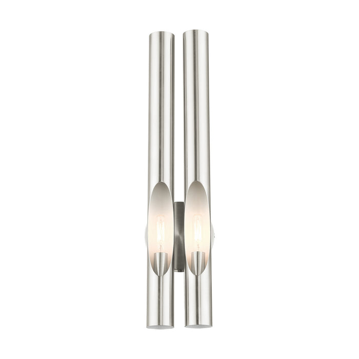 Two Light Wall Sconce from the Acra collection in Brushed Nickel finish