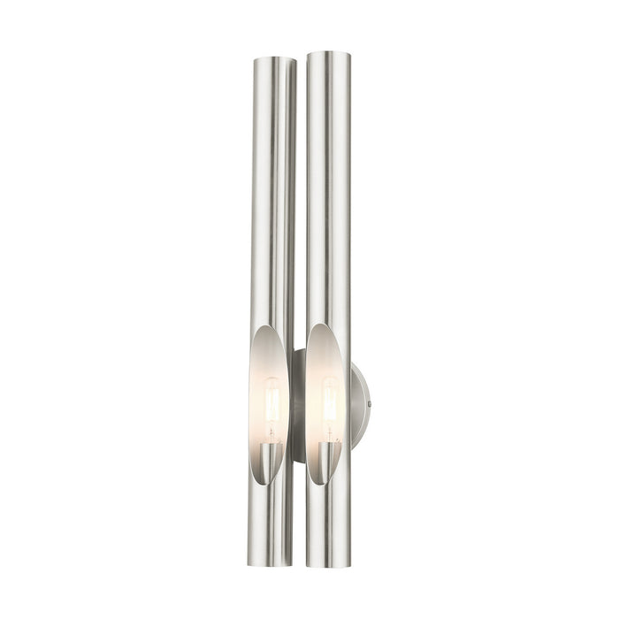 Two Light Wall Sconce from the Acra collection in Brushed Nickel finish