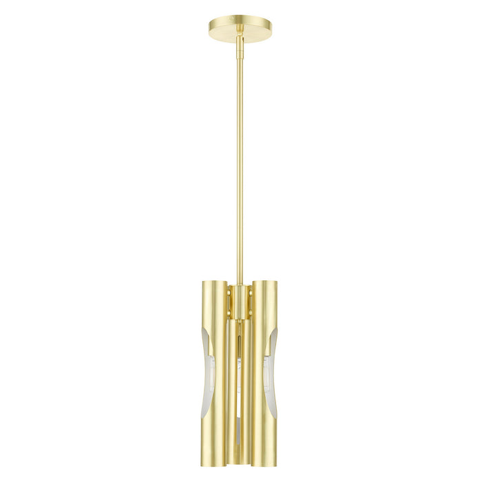 Three Light Chandelier from the Acra collection in Satin Brass finish