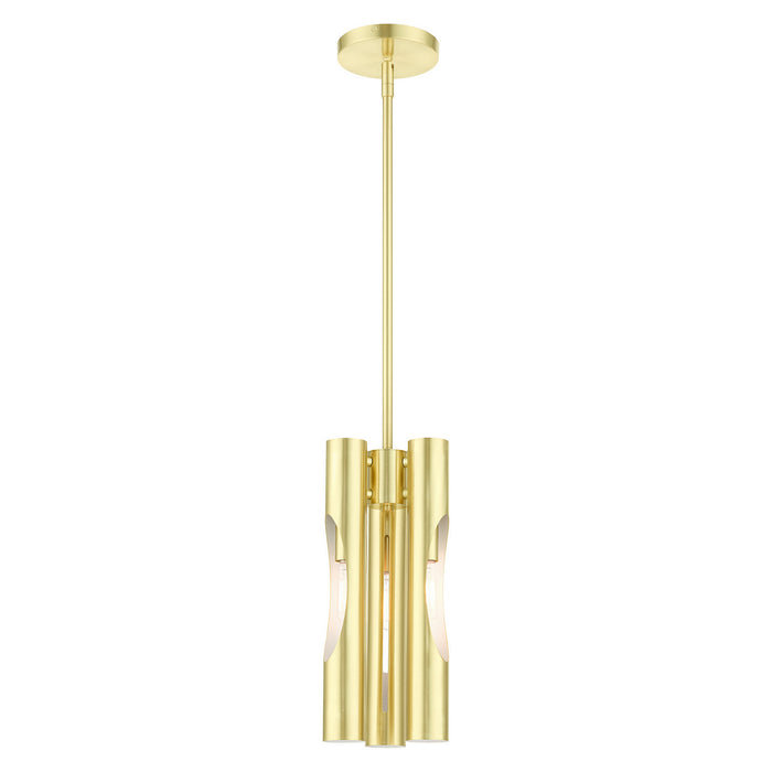 Three Light Chandelier from the Acra collection in Satin Brass finish