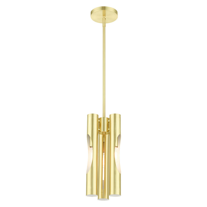 Three Light Chandelier from the Acra collection in Satin Brass finish