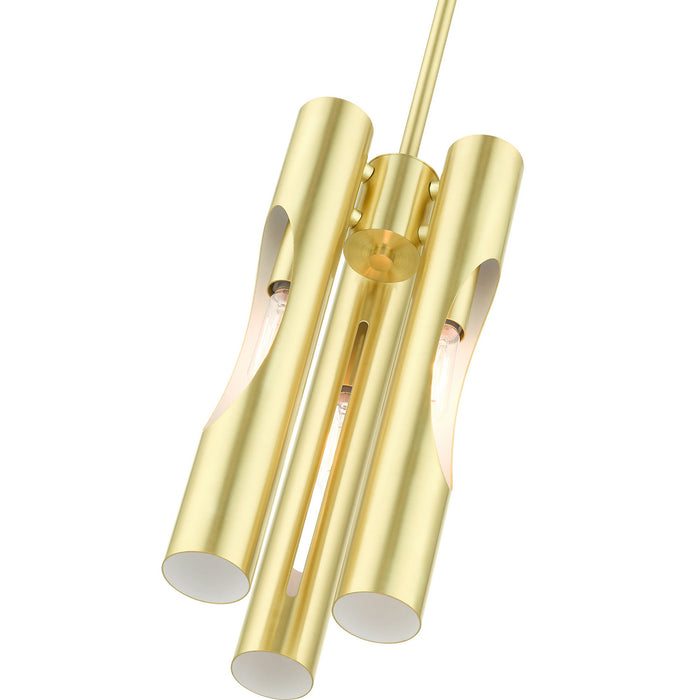 Three Light Chandelier from the Acra collection in Satin Brass finish
