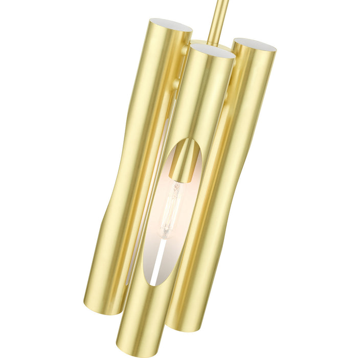 Three Light Chandelier from the Acra collection in Satin Brass finish