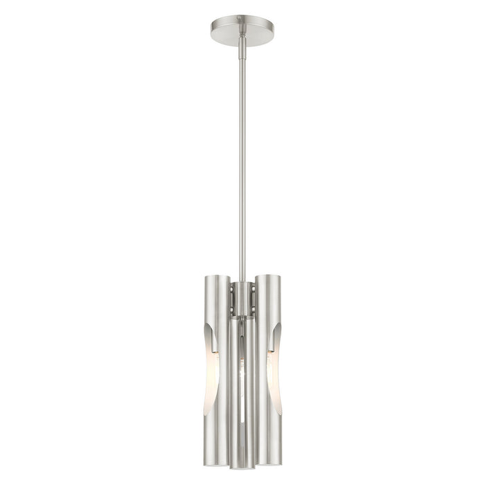 Three Light Chandelier from the Acra collection in Brushed Nickel finish