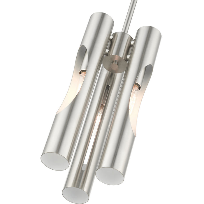 Three Light Chandelier from the Acra collection in Brushed Nickel finish