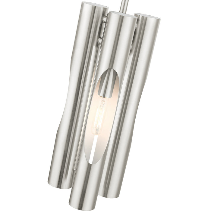 Three Light Chandelier from the Acra collection in Brushed Nickel finish