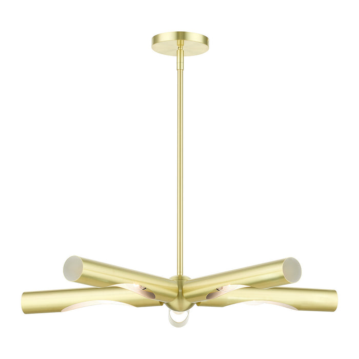 Five Light Chandelier from the Acra collection in Satin Brass finish