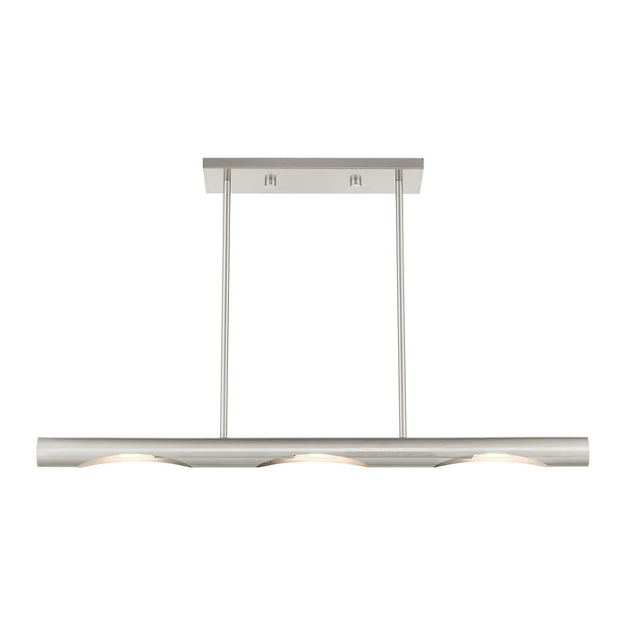 Three Light Linear Chandelier from the Acra collection in Brushed Nickel finish
